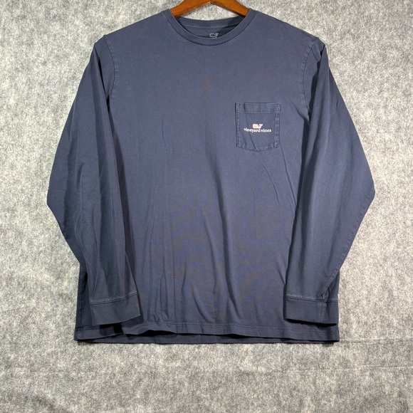 Vineyard Vines Mens Blue Whale Graphic‎ Long Sleeve Pullover T-Shirt Size LG - Picture 1 of 11